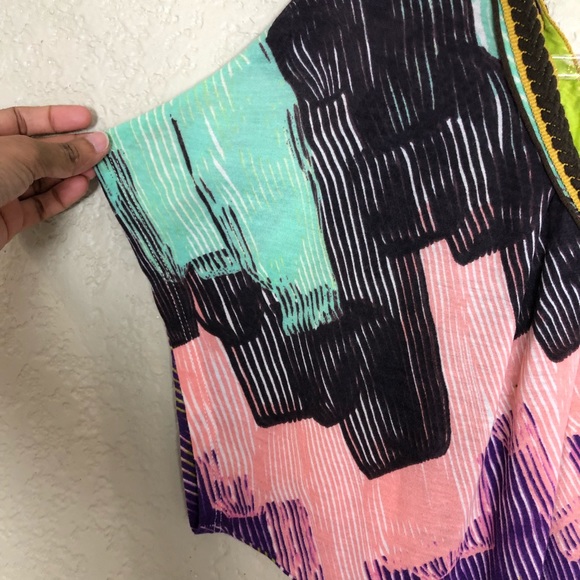 EUC Anthro C Keer brushstroke Printed V Neck Top - Picture 4 of 9